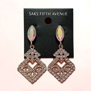 Saks Fifth Avenue Iridescent Filigree Crystal Drop Earrings